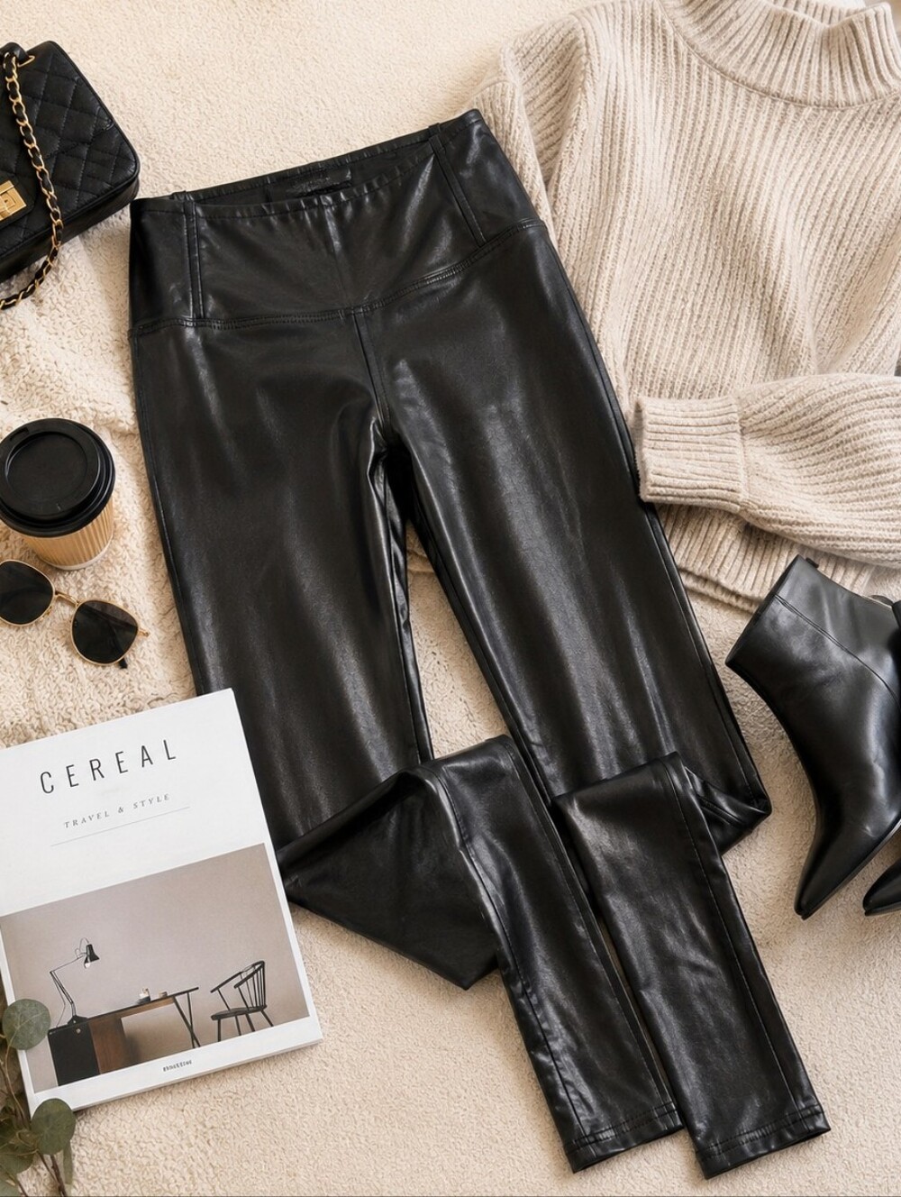 Bagatelle NYC Black Faux Leather High Rise Leggings Size Small
